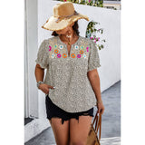 Curvy Floral Print V Neck Loose Fit Top