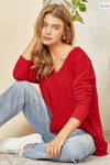 CURVY V Neck Long Sleeve Top