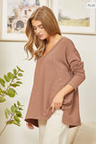 CURVY V Neck Long Sleeve Top