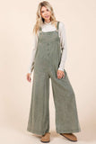 MINERAL WASH BUTTONED STRAP JUMPSUIT OVERALLS