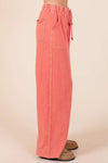 MINERAL WASH FRENCH TERRY WIDE LEG PANTS