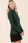 RIB MOCK NECK LONG SLEEVE KNIT TOP