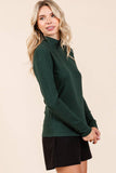 RIB MOCK NECK LONG SLEEVE KNIT TOP