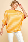 Viscose Roll Up Half Sleeve Boat Neck Striped Sweater