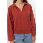 Ribbed Knit Half Placket Top