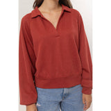 Ribbed Knit Half Placket Top