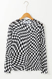 Checker Mesh Long Sleeve Top