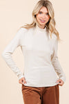 RIB MOCK NECK LONG SLEEVE KNIT TOP