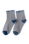 CHECK PLAID PATTERN RUFFLE CREW SOCKS FOR WOMENS