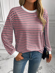 Ivy Lane Striped Round Neck Long Sleeve Sweatshirt