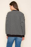 "MERRY" STRIPE L/S GRAPHIC SWEATSHIRT