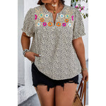 Curvy Floral Print V Neck Loose Fit Top