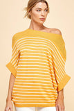 Viscose Roll Up Half Sleeve Boat Neck Striped Sweater