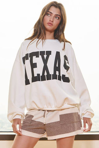 'TEXAS' Print Oversized Sweatshirt