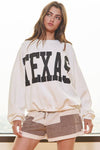 'TEXAS' Print Oversized Sweatshirt