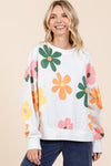 MINERAL WASH FLOWER PRINT FRENCH TERRY SWEATSHIRT