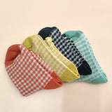 CHECK PLAID PATTERN RUFFLE CREW SOCKS FOR WOMENS