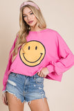 SMILEY FACE LONG SLEEVE CROP TOP