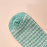 CHECK PLAID PATTERN RUFFLE CREW SOCKS FOR WOMENS
