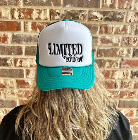 Limited Edition Embroidered Teal & White Trucker Hat