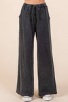 MINERAL WASH FRENCH TERRY WIDE LEG PANTS