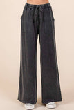 MINERAL WASH FRENCH TERRY WIDE LEG PANTS