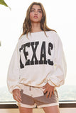 'TEXAS' Print Oversized Sweatshirt