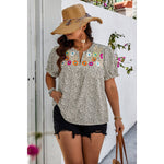 Curvy Floral Print V Neck Loose Fit Top