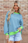 High-Low Striped Sweatshirt