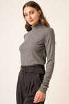 RIB MOCK NECK LONG SLEEVE KNIT TOP