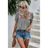 Floral Puff Sleeve Loose Fit Ruffle Blouse