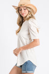 SOLID PUFF-SLEEVE TOP