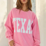 TEXAS Graphic Washed Ribbed Oversized Top