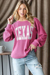 LONG SLEEVE SOLID URBAN RIBBED LETTERING TOP