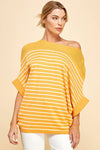 Viscose Roll Up Half Sleeve Boat Neck Striped Sweater