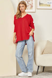 CURVY V Neck Long Sleeve Top