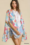 UMGEE FLORAL PRINT RUFFLE KIMONO