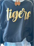 "Tigers" Gold Metallic Puff Sweatshirt