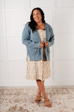 Everything Layer Waffle Knit Open Front Cardigan in Blue Grey