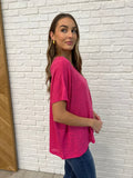 Basically Flowing Dolman Sleeve Top in Hot Pink