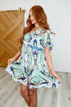 Boho Belle V-Neck Tiered Dress in Green Mix