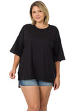 Curvy hi-low hem box top