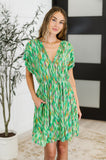 Chic Repeat V-Neck Dress in Multi-Color
