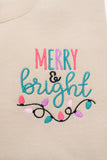 PREORDER: Merry & Bright Embroidered Sweatshirt in Sand