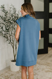 Easy Hustle High Neck Dress in Dusty Blue