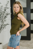 Everyday Edge Knit Henley Tank in Camo Green