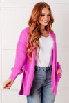 Everything Layer Waffle Knit Open Front Cardigan in Bright Mauve