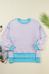 Color Clash Drop Shoulder Long Sleeve