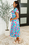 Fleurget Me Not Tiered Flutter Sleeve Dress in Aqua