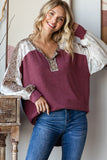Bold Behavior Contrast Color Block Top in Burgundy